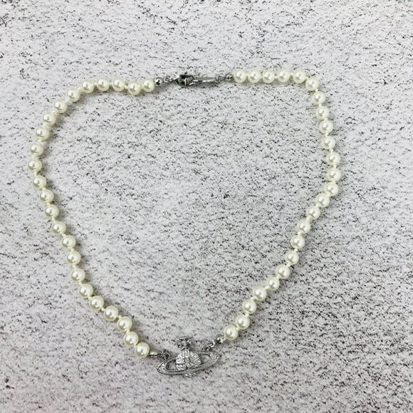 NWT Vivienne westwood Silver Orb Pearl Choker Necklace - Picture 8 of 11